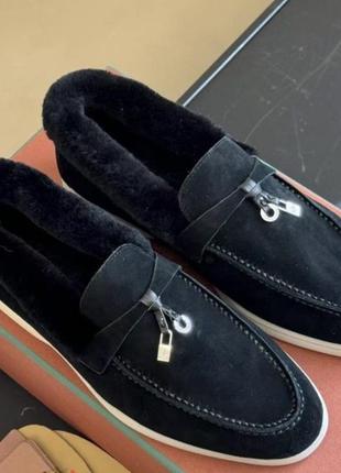 Меховые лоферы в стиле loro piana