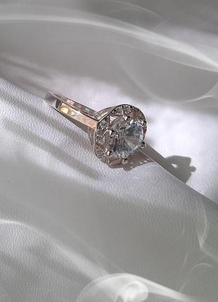 🫧 18 ; 19 размер кольцо серебро с золотом фианит белый4 фото