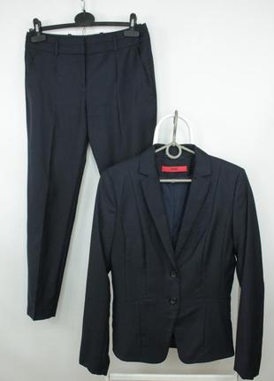 Шикарный классический шерстяной костюм hugo boss redoutrud navy wool formal pants suit women's