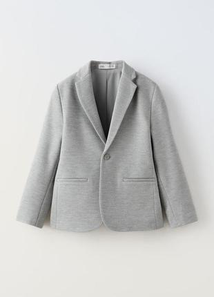 Піджак блейзер для хлопчика zara зара 11-12 152 трикотажний сірий сірого кольору