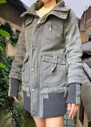 Вельветова сіра парка куртка khujo вінтажна гранж у2к grunge у2к3 фото