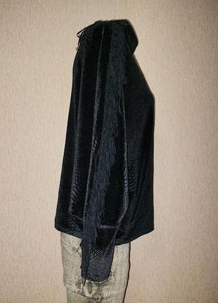 Гарна жіноча чорна велюрова, оксамитова кофта, джемпер із бахромою river island4 фото