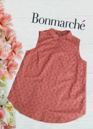 🌹🌹bonmarche гарна жіноча блузка прошва бавовна без рукавів 52-54🌹🌹