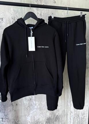 Мужской спортивный костюм теплый черный calvin klein jeans
