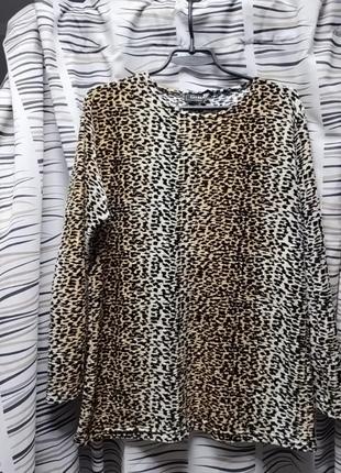 Лонгслив с тигровым принтом, под велюр