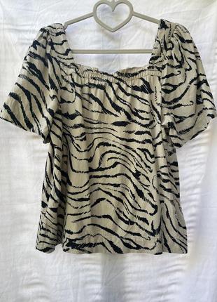 Летняя блузка из льна в тигровый принт2 фото