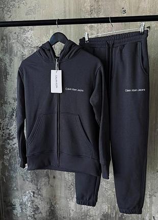 Мужской спортивный теплый костюм графит calvin klein jeans