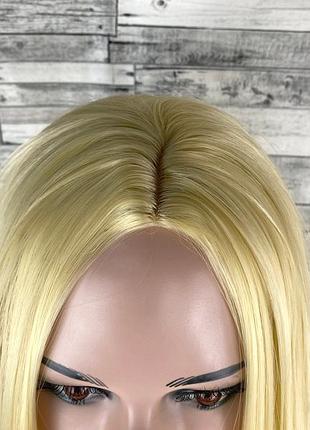5334 парик с пробором блонд 100см ровный длинный