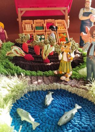 Вязаный игровой коврик ферма