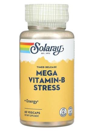 Комплекс вітамінів групи b solaray mega vitamin-b stress для зняття стресу 60 рослинних капсул