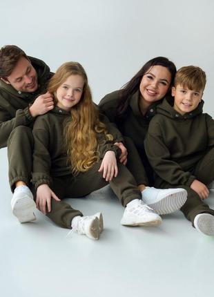 Теплые осенние зимние спортивные костюмы family look от 86 детского до 62 размера