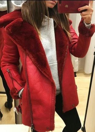 Дубленка  тепла косуха на зиму, bershka р. s