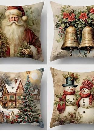 Наволочки декоративні велюр новорічні малюнки