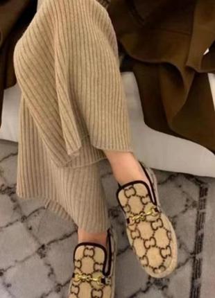 Теплые лоферы, мюли в стиле gucci