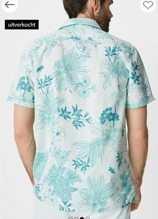 Шикарна якісна гавайська сорочка c&amp;a slim fit germany етикетка2 фото
