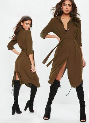 Распродажа платье missguided миди сафари милитари на пуговицах