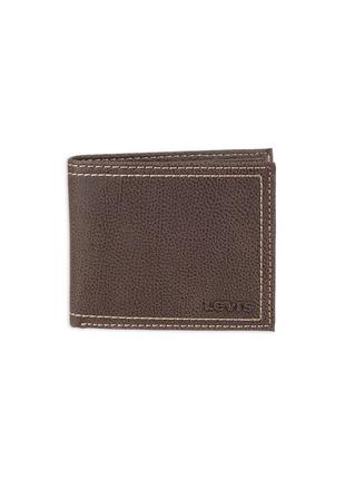 Мужской кожаный кошелек levi's двойного сложения