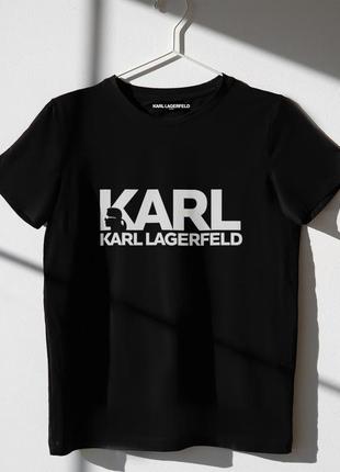Жіноча футболка оверсайз oversize karl lagerfeld карл лагерфельд чорна2 фото