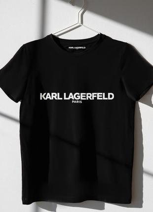 Жіноча футболка оверсайз oversize karl lagerfeld карл лагерфельд чорна4 фото