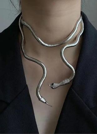 Колье трансформер змея ожерелье чокер браслет пояс золото серебро5 фото