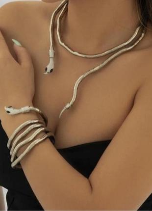 Колье трансформер змея ожерелье чокер браслет пояс золото серебро8 фото