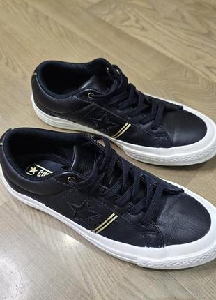 Жіночі чорні шкіряні кеди Кеды converse jack purcell