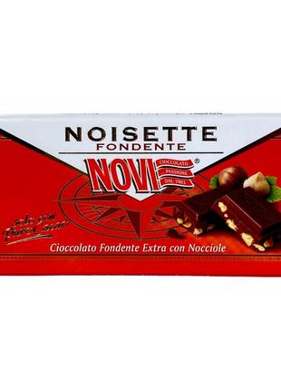Шоколад черный novi с измельченным лесным орехом e noisette fondente con nocciole, 100 г