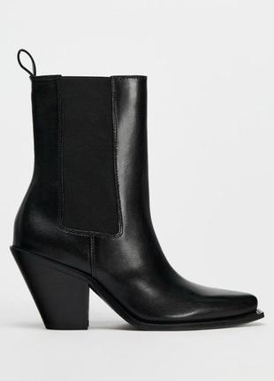 Кожаные ботинки zara в ковбойском стиле