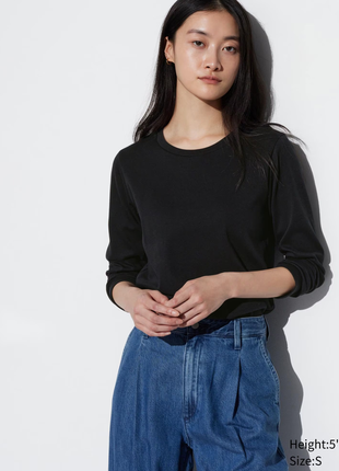 Нежная хлопковая футболка лонгслив uniqlo