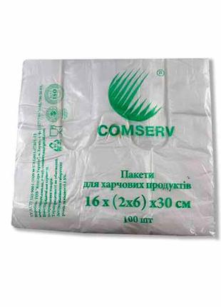Пакет п/е майка 16х30(100шт)6мкм comserv №0