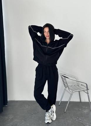 Теплый флисовый женский костюм двойка + кофта, женский спортивный костюм из полар флиса, костюм на осень зиму с зип кофтой, 819
