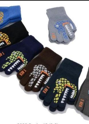 Детские перчатки с динозавром