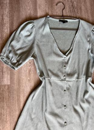 Очаровательное мятное платье фисташкового цвета new look 👗 хл-2хл, на пуговицах свободное с объемными короткими рукавами легкое 🩵