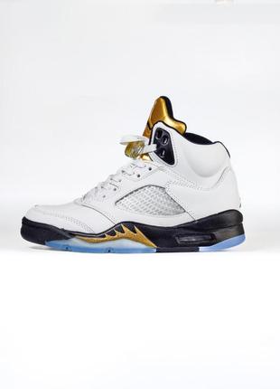 Шкіряні кросівки air jordan 5 oreo arriving retailers 5 retro gs olympic