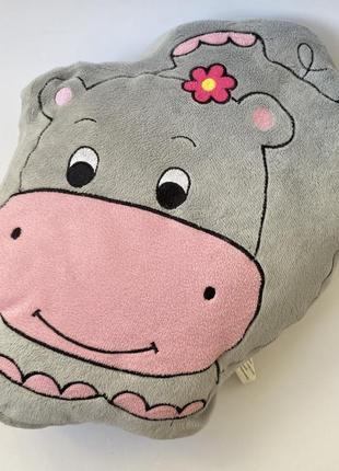 Большая мягкая игрушка подушка бегемот
