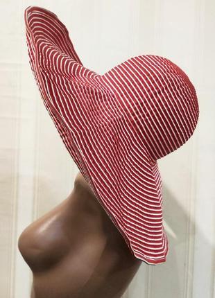 Шляпа с широкими полями женский хлопок красно-белый