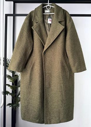 Теплое пальто под овчину цвета хаки от primark