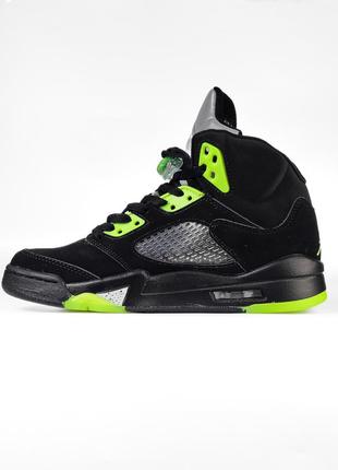 Nike air jordan 5 retro 'quai 54' black fluorescent green