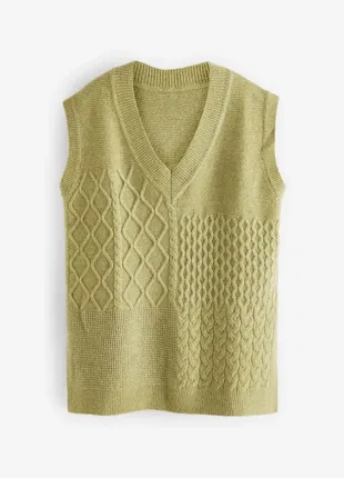 Теплый удлиненный жилет в составе с шерстью красивого цвета зеленого масла 🩷бренд next 🍁