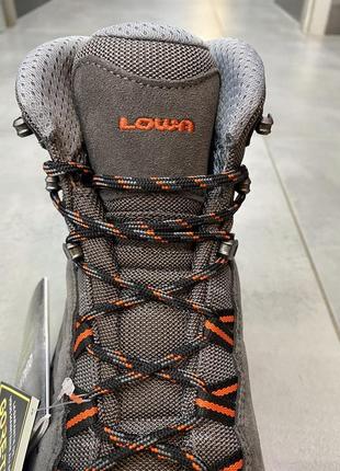 Ботинки мужские трекинговые lowa explorer gtx mid 46.5 р, grey/ flame (серый/оранжевый), легкие туристические7 фото