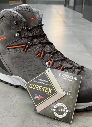 Ботинки мужские трекинговые lowa explorer gtx mid 46.5 р, grey/ flame (серый/оранжевый), легкие туристические2 фото