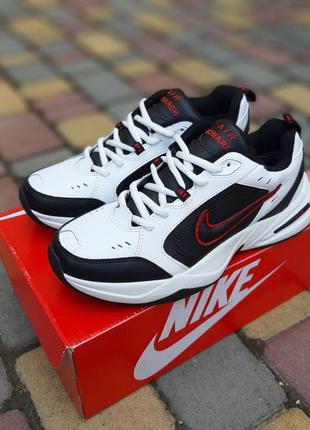 Кросівки nіke air monarch білі з чорним і червоним євро зима