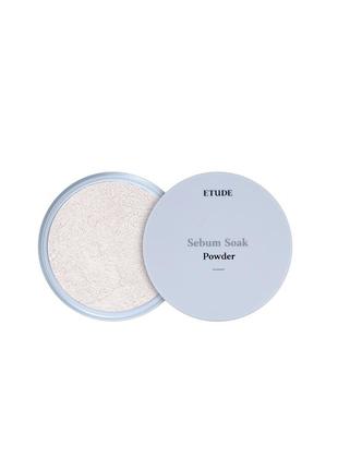 Матувальна розсипчаста пудра для обличчя etude house sebum soak powder 5 гр