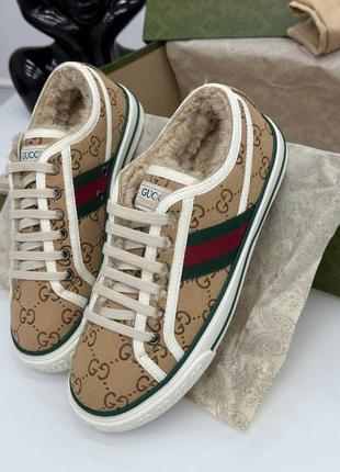 Зимние кеды в стиле gucci кроссовки мех