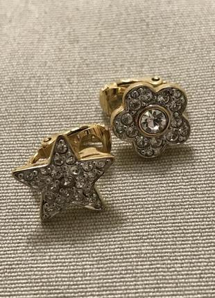 Цікаві кліпси  срібло в позолоті swarovski орегінал