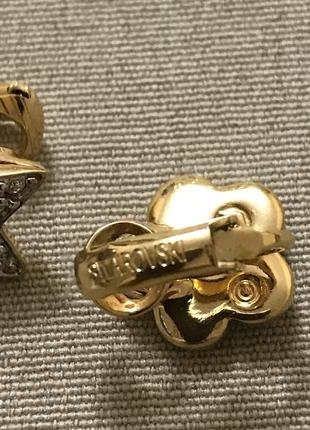 Цікаві кліпси  срібло в позолоті swarovski орегінал2 фото