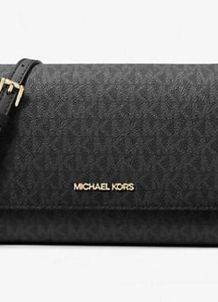 Женская сумка michael kors medium logo convertible crossbody bag (черная)