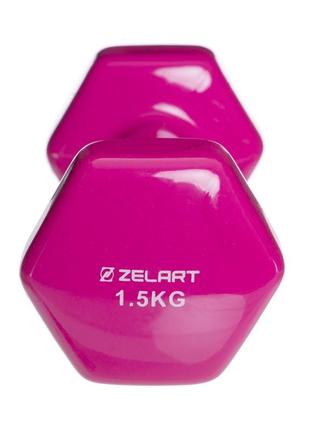 Гантель для фитнеса с виниловым покрытием zelart ta-2777-1,5 1шт 1,5кг цвета в ассортименте7 фото