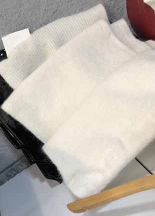 Большой шарф мохерный шарф молочного цвета кремовый белый теплый шарф длинный шарф шерсть