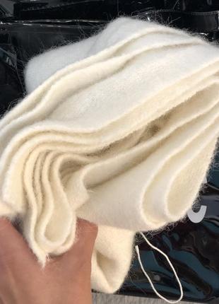 Большой шарф мохерный шарф молочного цвета кремовый белый теплый шарф длинный шарф шерсть